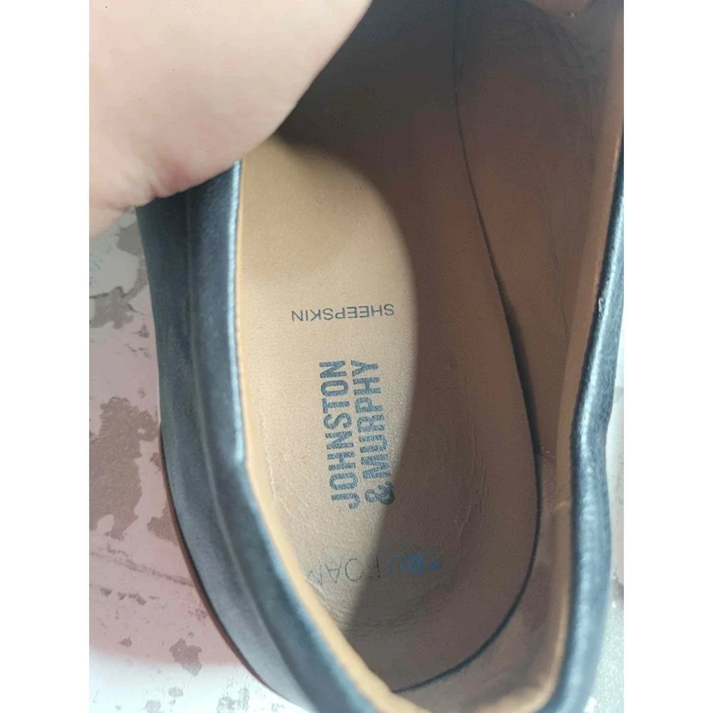 Johnston & Murphy Sheepskin Banks Lace To Toe Retro Style TruFoam Navy Men's 13